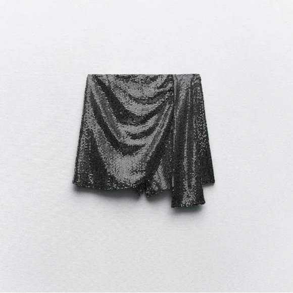 ZARA SPARKLY WRAP FRONT SKORT - Picture 3 of 5